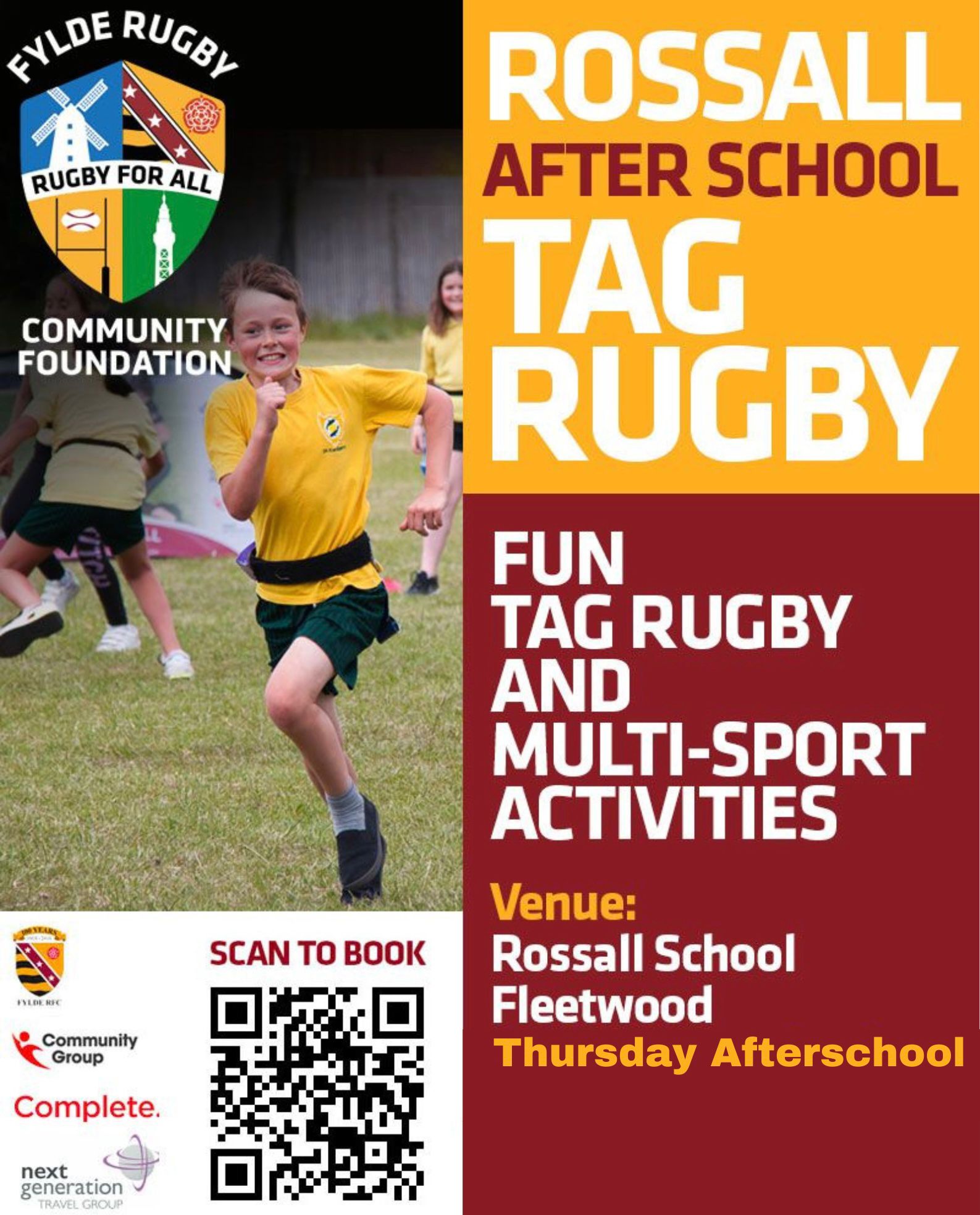 Rossall After-school (Thursday's) Tag Rugby - Ages 5 - 7 - Thursday 18th April 2024
