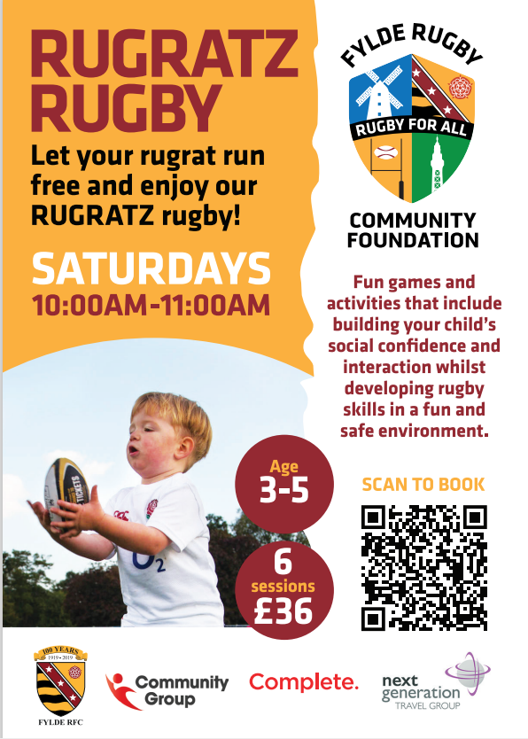 'Key Mortgage Advice' Rugratz Rugby at Fylde RFC! Ages 3 - 5 April Block